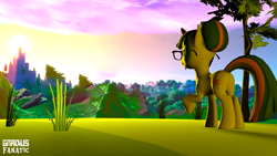 Size: 3413x1920 | Tagged: safe, artist:gradiusfanatic, imported from derpibooru, sci-twi, twilight sparkle, pony, unicorn, equestria girls, 3d, equestria girls ponified, female, glasses, raised hoof, scenery, solo, source filmmaker, unicorn sci-twi