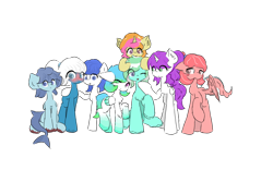 Size: 1920x1200 | Tagged: safe, artist:笑傲法, imported from derpibooru, oc, oc:flynn, oc:hane, oc:maple snow, oc:purple rose, oc:rising storm, oc:tsukiko, oc:wyatt, oc:小耐, derpibooru community collaboration, 2022 community collab, simple background, transparent background