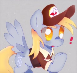 Size: 2304x2201 | Tagged: safe, artist:bug-roux, imported from derpibooru, derpy hooves, pegasus, pony, cap, cute, derpabetes, hat, high res, raised hoof, solo