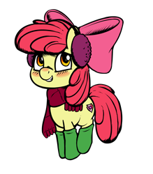 Size: 3500x4000 | Tagged: safe, artist:zapplebow, color edit, edit, imported from derpibooru, apple bloom, earth pony, pony, blushing, boots, clothes, colored, earmuffs, female, filly, scarf, shoes, simple background, solo, the cmc's cutie marks, transparent background