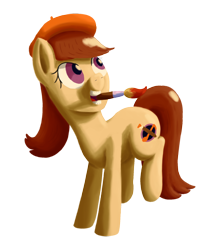 Size: 1684x1911 | Tagged: safe, artist:librarylonging, imported from derpibooru, oc, oc:ausdruck, earth pony, pony, beret, hat, mouth hold, paintbrush, simple background, solo, transparent background