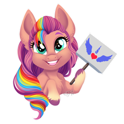 Size: 1600x1600 | Tagged: safe, artist:jack-pie, imported from derpibooru, sunny starscout, earth pony, pony, alternate hairstyle, coat markings, female, g5, mane stripe sunny, my little pony: a new generation, open mouth, simple background, socks (coat markings), solo, transparent background