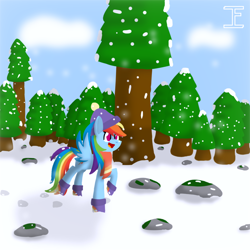 Size: 1080x1080 | Tagged: safe, artist:itzf1ker1, imported from derpibooru, rainbow dash, pegasus, pony, clothes, female, mare, open mouth, solo, spread wings, wings, winter outfit