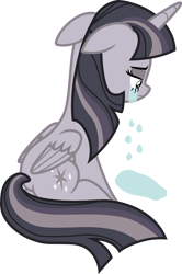 Size: 2718x4096 | Tagged: safe, artist:cloudy glow, artist:wardex101, edit, edited edit, imported from derpibooru, twilight sparkle, alicorn, pony, the ending of the end, crying, depressed, discorded, discorded twilight, female, floppy ears, high res, lonely, mare, sad, simple background, sitting, solo, sorrow, transparent background, twilight sparkle (alicorn), twilight tragedy, vector