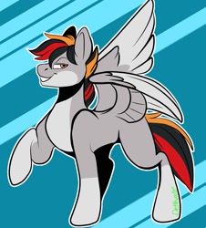 Size: 1811x2000 | Tagged: safe, artist:diethtwoo, imported from derpibooru, oc, oc only, oc:primaryforce, pegasus, pony, abstract background, signature, solo
