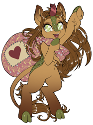 Size: 2373x3175 | Tagged: safe, artist:st. oni, imported from derpibooru, oc, oc only, oc:way right, kirin, derpibooru community collaboration, 2022 community collab, bag, broken horn, colored, flat colors, high res, horn, kirin oc, simple background, solo, transparent background