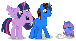 Size: 1280x698 | Tagged: safe, artist:andoanimalia, artist:princess-kitsune-tsu, imported from derpibooru, twilight sparkle, oc, alicorn, pony, baby, baby pony, base used, parents:canon x oc, simple background, transparent background, twilight sparkle (alicorn)