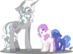 Size: 2586x1941 | Tagged: safe, artist:gallantserver, imported from derpibooru, princess celestia, princess luna, star swirl the bearded, alicorn, earth pony, pony, cewestia, earth pony celestia, earth pony luna, female, filly, male, missing accessory, royal sisters, siblings, simple background, sisters, stallion, transparent background, trio, woona, younger
