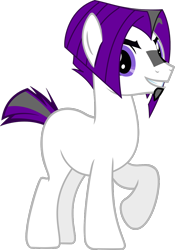 Size: 840x1200 | Tagged: safe, imported from derpibooru, oc, oc only, oc:aleister, earth pony, pony, derpibooru community collaboration, 2022 community collab, blaze (coat marking), coat markings, earth pony oc, eyebrows, eyelashes, facial hair, facial markings, full body, goatee, grin, male, purple eyes, raised hoof, show accurate, simple background, smiling, solo, stallion, standing, tail, transparent background, two toned mane, two toned tail