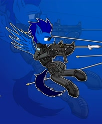 Size: 4500x5500 | Tagged: safe, artist:yufebwifbi, imported from derpibooru, oc, oc only, pegasus, pony, bullet, clothes, gun, rainbow six, solo, sunglasses, weapon, wings, zoom layer