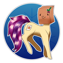 Size: 2160x2160 | Tagged: safe, artist:darmetyt, imported from derpibooru, oc, oc:paper bag, earth pony, pony, fake cutie mark, high res, holly, paper bag, solo