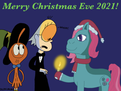 Size: 500x375 | Tagged: safe, artist:wanderfan2000, imported from derpibooru, minty, christmas, crossover, g3, holiday, kid cosmic, wander (wander over yonder), wander over yonder