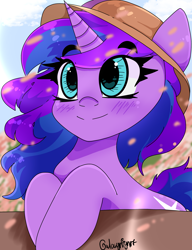 Size: 1800x2346 | Tagged: safe, artist:galaxynightt, imported from derpibooru, oc, oc only, oc:cyan nova fae, pony, unicorn, beach, female, hat, mare, solo