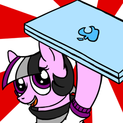 Size: 800x800 | Tagged: safe, artist:thedragenda, imported from derpibooru, oc, oc:ace, earth pony, pony, ask-acepony, computer, laptop computer, solo