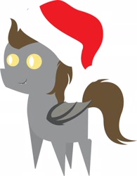 Size: 1594x2048 | Tagged: artist needed, safe, imported from derpibooru, oc, oc:devin, bat pony, pony, bat pony oc, christmas, cute, cute little fangs, fangs, hat, holiday, male, pointy ponies, santa hat, simple background, smiling, stallion, white background