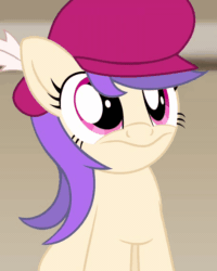 Size: 456x570 | Tagged: safe, artist:candy meow, imported from derpibooru, oc, oc only, oc:ellowee, earth pony, pony, animated, earth pony oc, feathered hat, game, gif, hat, legends of equestria, mascot, meme, open mouth, parody, pop cat, solo, two toned mane, video game