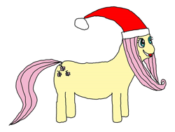 Size: 720x540 | Tagged: artist needed, safe, imported from derpibooru, fluttershy, earth pony, pony, 1000 hours in ms paint, christmas, earth pony fluttershy, encyclopedia dramatica, female, hat, holiday, mare, ms paint, race swap, santa hat, simple background, solo, stylistic suck, white background