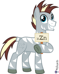 Size: 4000x4990 | Tagged: safe, artist:melisareb, imported from derpibooru, oc, oc only, oc:zee zinc, original species, zebra, .svg available, absurd resolution, male, object zebra, periodic table, sign, simple background, smiling, solo, stallion, transparent background, vector, zinc