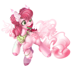 Size: 1565x1477 | Tagged: safe, artist:shady-bush, imported from derpibooru, oc, original species, pony, scented pony, closed species, female, food, herbivore, mare, mouth hold, simple background, solo, transparent background, watermelon