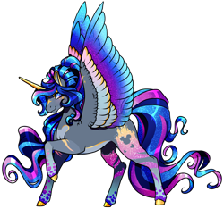 Size: 2654x2480 | Tagged: safe, artist:oneiria-fylakas, imported from derpibooru, oc, oc:princess fantasy, alicorn, pony, colored wings, female, high res, mare, multicolored wings, rainbow power, simple background, solo, transparent background, wings