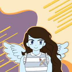 Size: 1000x1000 | Tagged: safe, artist:limateded, imported from derpibooru, oc, oc only, oc:krissy, human, anime, clothes, commission, female, humanized, pony coloring, solo, tanktop, winged humanization, wings