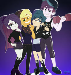 Size: 1280x1347 | Tagged: safe, artist:felux, imported from derpibooru, dirk thistleweed, ragamuffin (equestria girls), rarity, equestria girls, clothes, converse, crossover, equestria girls-ified, female, hawk snow white, male, regal academy, shoes, socks