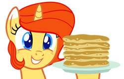 Size: 1118x715 | Tagged: safe, artist:kojarmax, imported from ponybooru, oc, oc:sunflower, digital art, female, food, pancakes, simple background, transparent background, vector