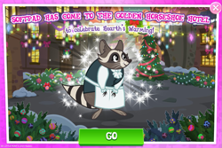 Size: 1027x688 | Tagged: safe, imported from derpibooru, softpad, raccoon, advertisement, christmas, gameloft, hearth's warming eve, holiday, official, tree