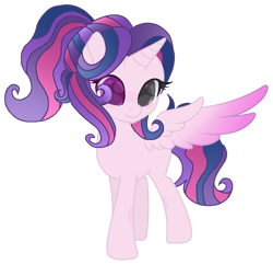 Size: 1089x1052 | Tagged: safe, anonymous artist, imported from derpibooru, oc, oc only, alicorn, pony, derpibooru community collaboration, 2022 community collab, heterochromia, multicolored mane, multicolored tail, simple background, solo, tail, transparent background