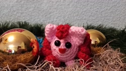 Size: 4000x2250 | Tagged: safe, artist:casquitos kawaii, imported from derpibooru, pinkie pie, earth pony, pony, christmas, crochet, handmade, holiday, irl, photo, plushie