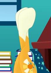 Size: 1750x2500 | Tagged: safe, artist:cycrus, imported from derpibooru, sunburst, pony, unicorn, book, cloak, clothes, coat markings, crossed legs, fetish, hoof fetish, legs, legs in air, male, pictures of legs, socks (coat markings), solo, stallion, sunburst's cloak