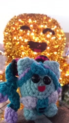 Size: 2250x4000 | Tagged: safe, artist:casquitos kawaii, imported from derpibooru, earth pony, pony, amigurumi, christmas, christmas lights, crochet, handmade, hatsune miku, holiday, irl, photo, plushie, solo, vocaloid