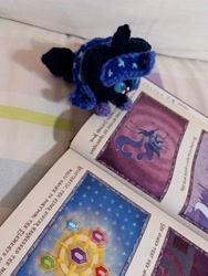 Size: 3000x4000 | Tagged: safe, artist:casquitos kawaii, imported from derpibooru, nightmare moon, alicorn, pony, amigurumi, book, crochet, handmade, irl, photo, plushie, solo