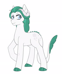 Size: 2228x2692 | Tagged: safe, artist:rukawa93, imported from derpibooru, oc, oc only, oc:crystal gem, dracony, hybrid, female, high res, horns, interspecies offspring, mare, offspring, parent:rarity, parent:spike, parents:sparity, simple background, solo, white background