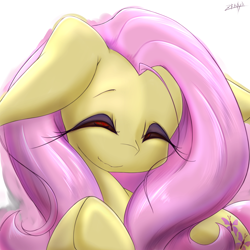 Size: 5000x5000 | Tagged: safe, artist:zemlya, imported from derpibooru, fluttershy, pegasus, pony, cute, eyes closed, female, floppy ears, happy, looking at you, mare, shyabetes, smiling, smiling at you, solo