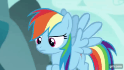 Size: 640x360 | Tagged: safe, imported from derpibooru, screencap, rainbow dash, pegasus, pony, no second prances, season 6, animated, female, flying, gasp, gif, gifs.com, mare, open mouth, solo, spread wings, wings