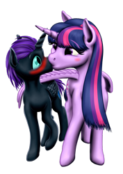 Size: 720x1018 | Tagged: safe, artist:vasillium, imported from derpibooru, twilight sparkle, oc, oc:nox (rule 63), oc:nyx, alicorn, pony, alicorn oc, blushing, colt, family, female, foal, horn, kissing, love, male, mare, mother, mother and child, mother and son, motherly love, parent and child, parent and foal, platonic kiss, rule 63, simple background, son, transparent background, twilight sparkle (alicorn), wings