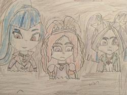 Size: 4032x3024 | Tagged: safe, artist:wahknight, imported from derpibooru, adagio dazzle, aria blaze, sonata dusk, equestria girls, rainbow rocks, mud, quicksand, sinking, stuck, the dazzlings, traditional art