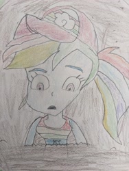 Size: 3024x4032 | Tagged: safe, artist:wahknight, imported from derpibooru, rainbow dash, equestria girls, equestria girls series, spring breakdown, spoiler:eqg series (season 2), mud, quicksand, sinking, stuck, traditional art