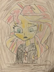 Size: 3024x4032 | Tagged: safe, artist:wahknight, imported from derpibooru, sunset shimmer, equestria girls, female, mud, quicksand, sinking, solo, stuck, traditional art