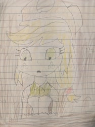 Size: 3024x4032 | Tagged: safe, artist:wahknight, imported from derpibooru, applejack, equestria girls, lined paper, mud, quicksand, sinking, stuck, traditional art