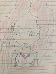 Size: 3024x4032 | Tagged: safe, artist:wahknight, imported from derpibooru, pinkie pie, equestria girls, grin, lined paper, mud, quicksand, sinking, smiling, stuck, traditional art