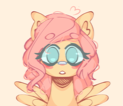 Size: 637x551 | Tagged: safe, artist:nightstellarsentry, imported from derpibooru, fluttershy, pegasus, pony, beanbrows, bust, cute, daaaaaaaaaaaw, eyebrows, eyebrows visible through hair, female, front view, full face view, heart, looking at you, mare, no pupils, open mouth, pastel colors, portrait, shyabetes, solo, spread wings, wings