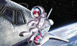 Size: 5000x3000 | Tagged: safe, artist:atlas-66, imported from derpibooru, oc, pegasus, pony, american flag, astronaut, flag, nasa, planet, space, space shuttle, spacesuit, stars, tail helmet