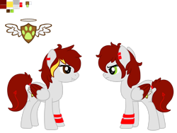 Size: 2828x2121 | Tagged: safe, artist:euphorictheory, imported from derpibooru, oc, oc only, pegasus, pony, arm band, bio in description, colored wings, ear piercing, female, hairband, heterochromia, high res, mare, piercing, reference sheet, simple background, solo, transparent background, wings