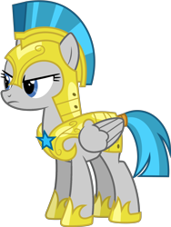 Size: 1442x1920 | Tagged: safe, artist:pirill, edit, editor:nicogamer3000, imported from derpibooru, windstorm, pegasus, pony, school raze, armor, background pony, female, folded wings, frown, full body, guardsmare, hoof shoes, hooves, mare, palette swap, recolor, royal guard, simple background, solo, standing, transparent background, wings