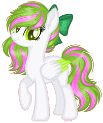 Size: 1260x1504 | Tagged: safe, artist:fantarianna, imported from derpibooru, oc, oc only, pegasus, pony, base used, bow, colored wings, eyelashes, female, hair bow, mare, pegasus oc, raised hoof, simple background, smiling, solo, transparent background, two toned wings, wings