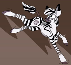 Size: 5000x4621 | Tagged: safe, artist:crookedbeetles, imported from derpibooru, oc, oc only, oc:palatinatus clypeus, zebra, happy, jumping, male, simple background, solo, tail, tail wrap