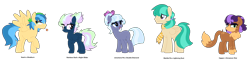 Size: 2282x554 | Tagged: safe, artist:tragedy-kaz, imported from derpibooru, oc, oc only, pegasus, pony, base used, bedroom eyes, clothes, eyelashes, female, flower, flower in mouth, freckles, group, interspecies offspring, magical gay spawn, magical lesbian spawn, male, mare, mouth hold, offspring, parent:braeburn, parent:capper dapperpaws, parent:cinnamon chai, parent:double diamond, parent:lightning dust, parent:limestone pie, parent:marble pie, parent:soarin', parents:nightdash, parents:soarburn, pegasus oc, raised hoof, scarf, simple background, smiling, stallion, transparent background, wings