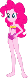 Size: 637x1726 | Tagged: safe, artist:dustinwatsongkx, imported from derpibooru, pinkie pie, equestria girls, equestria girls series, forgotten friendship, bare shoulders, barefoot, belly button, bikini, clothes, feet, female, pinkie pie swimsuit, simple background, sleeveless, solo, strapless, swimsuit, swimsuit edit, transparent background, vector